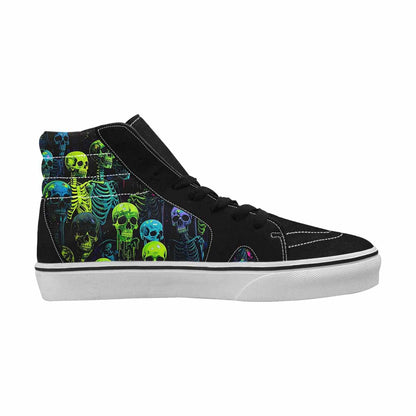 MEN'S Skeletons  Neon Green High Top Canvas Dark Academia Sneakers