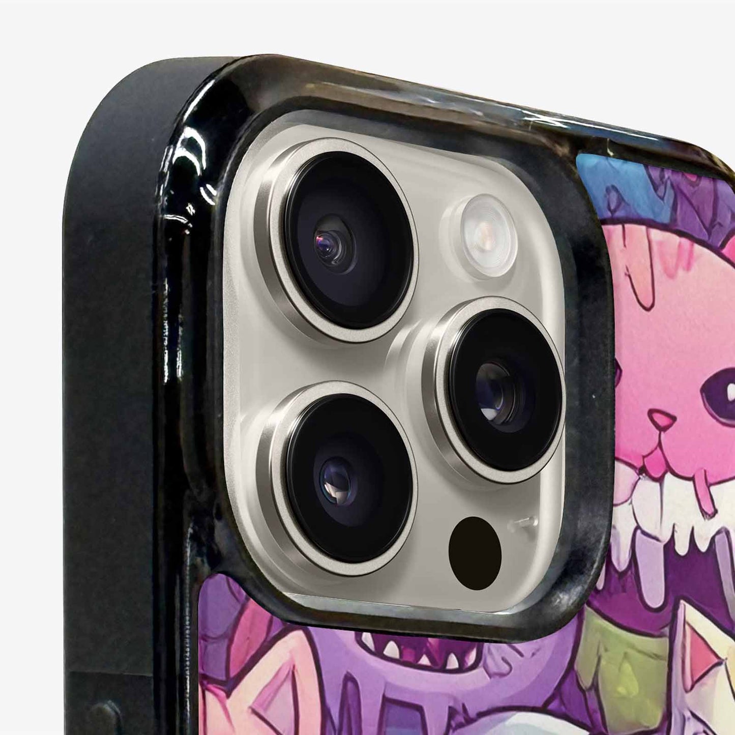 iPhone 16 Pro Max Case — Pastel Gore Cat Character Pattern Hundreds, Custom Art Phone Cover