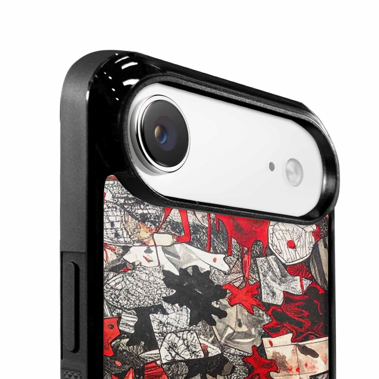 iPhone 17 Air Case — Black Red Ink Camo Patches Camo, Custom Print Case Cover