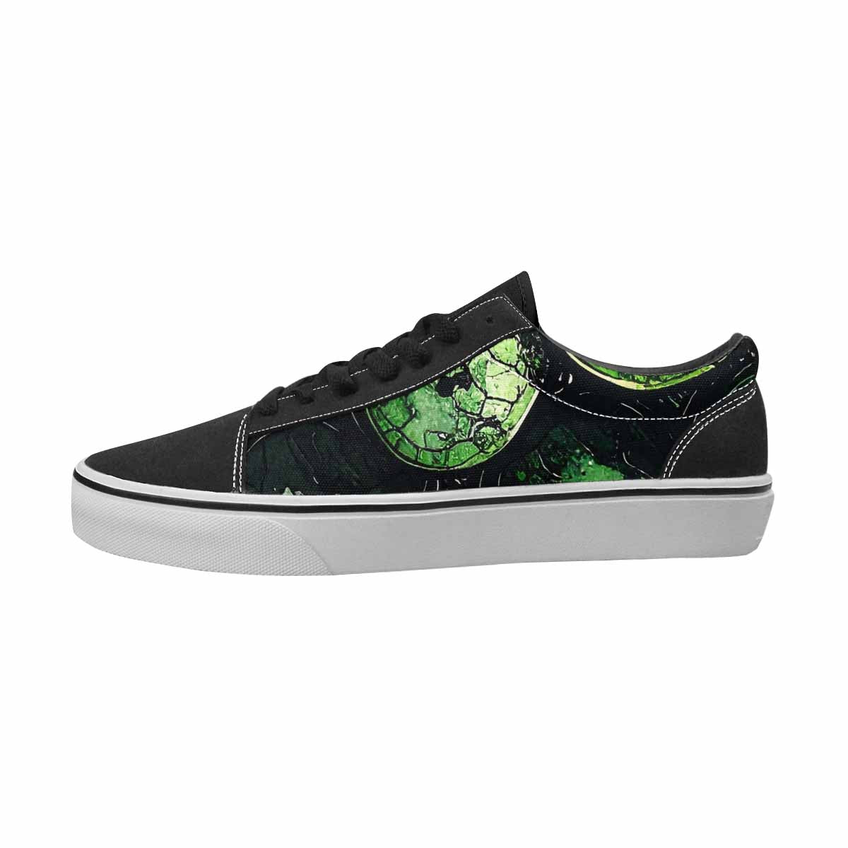 WOMEN'S Reptile Black & Green Ink Canvas Graphic Print Vibrant Chaos Custom Kicks