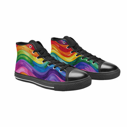 WOMEN'S Rainbow Pride Flag High Top Canvas Grunge Custom Sneakers