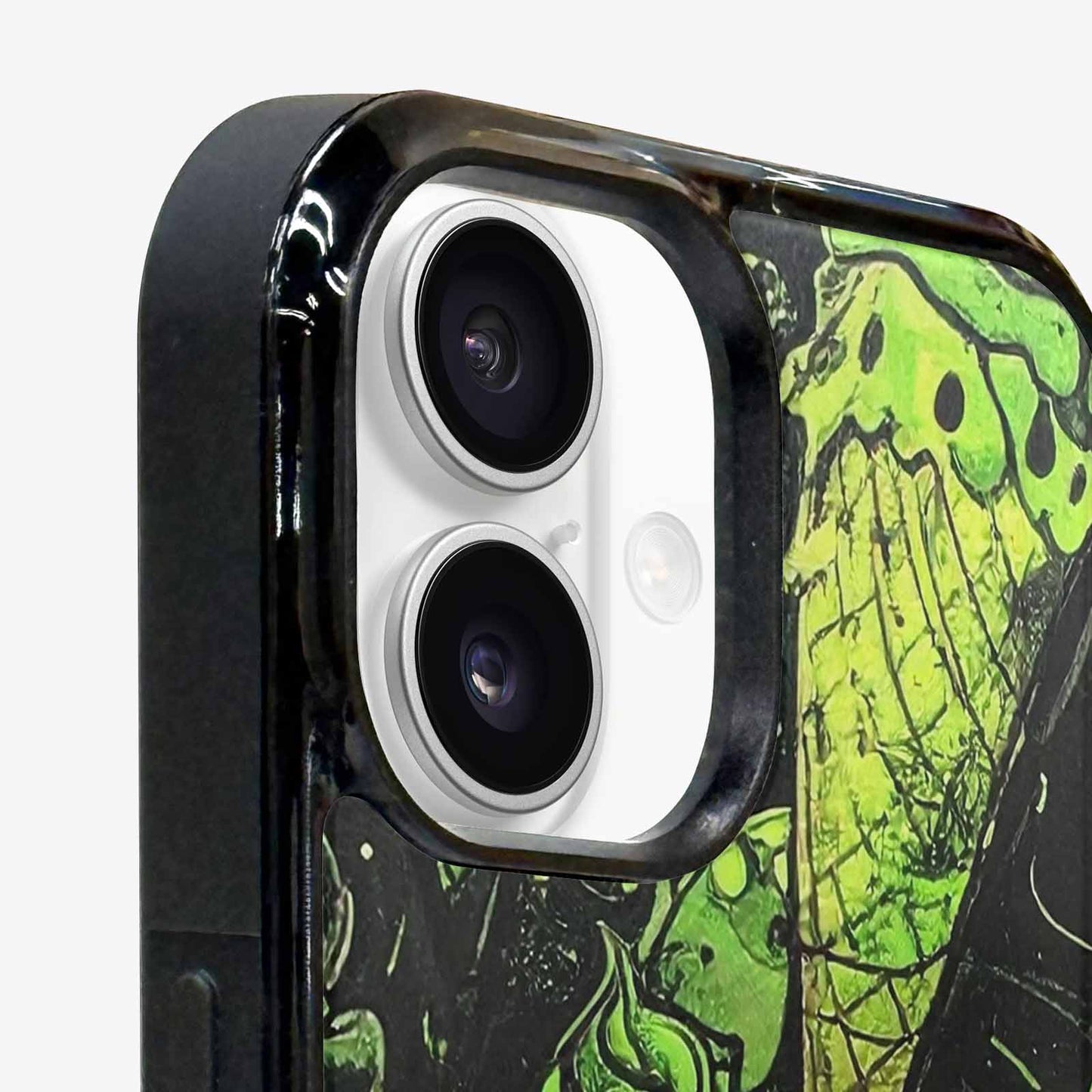 iPhone 16 Plus Case — Ice Cream Motif Black Green Ink, Custom Phone Case