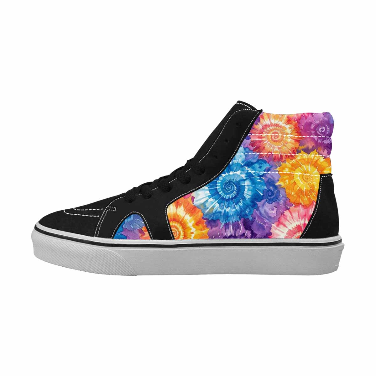 WOMEN'S Tie Dye Swirl High Top Canvas Vibrant Chaos Sneakers