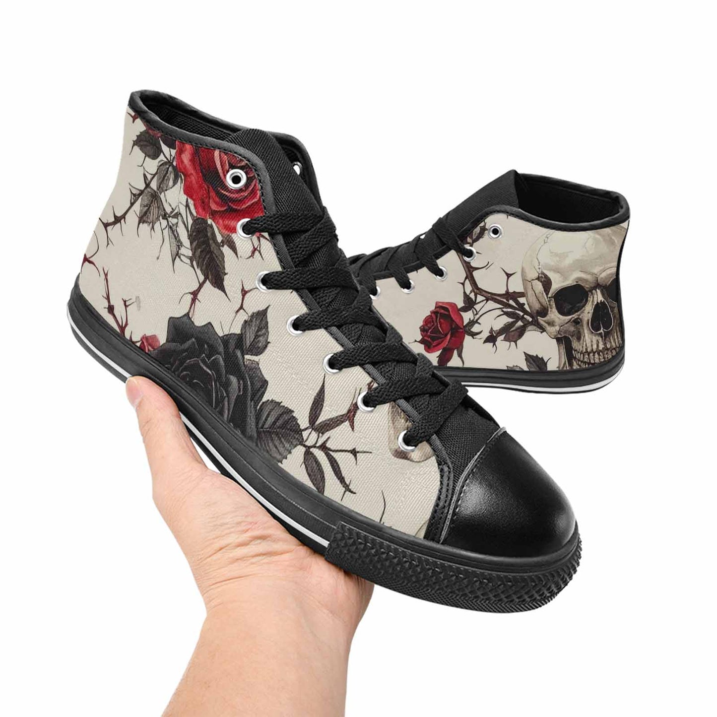 MEN'S Skulls - Roses High Top Canvas Surreal Custom Shoes