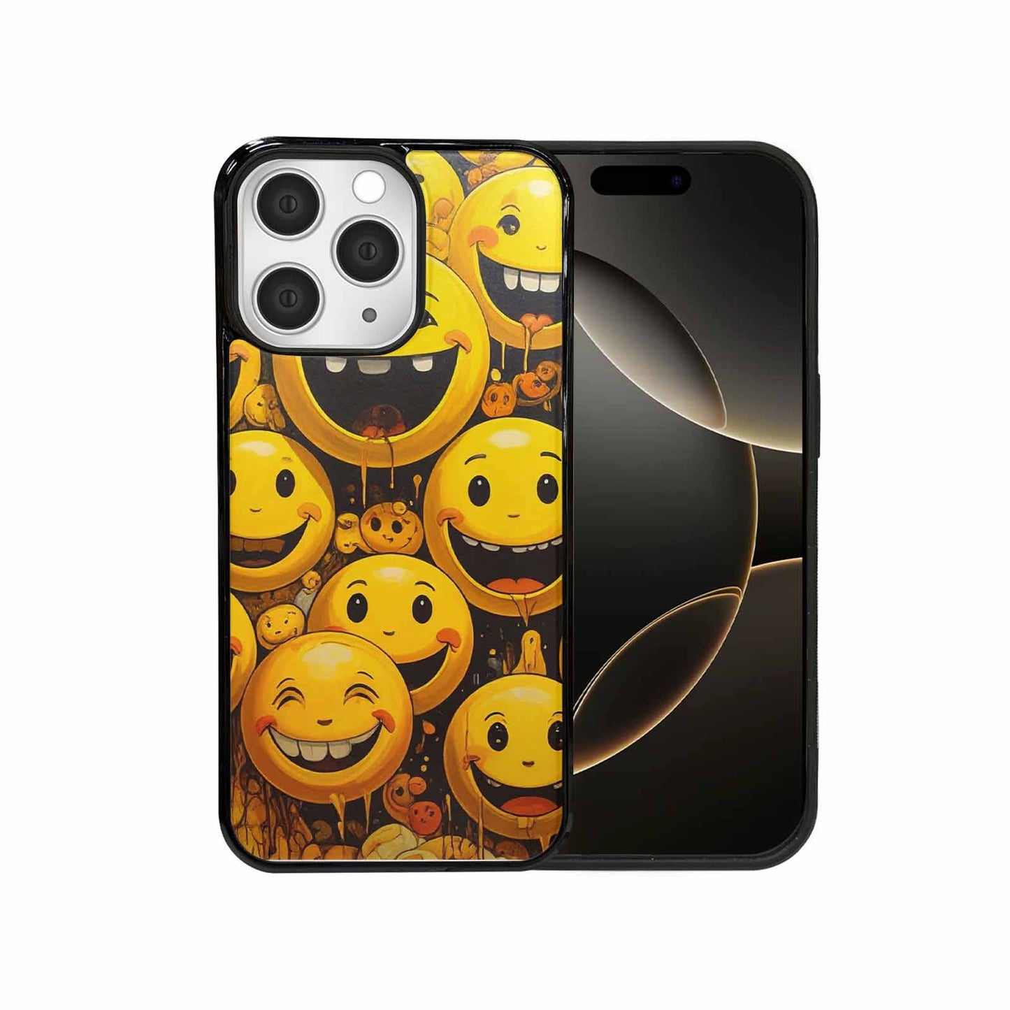 iPhone 15 Pro Max Case — Melting Moon Smiley Red Splatt, Custom Phone Case
