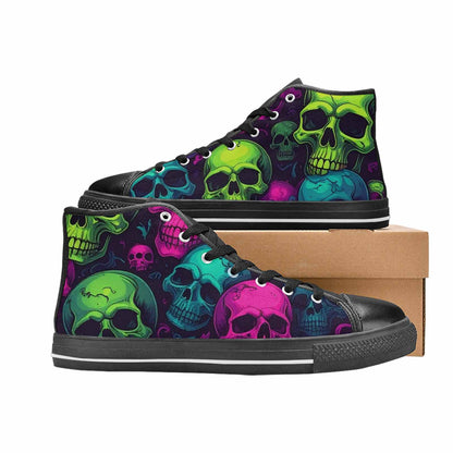 MEN'S Skulls - Neon High Top Canvas Dark Academia Custom Shoes