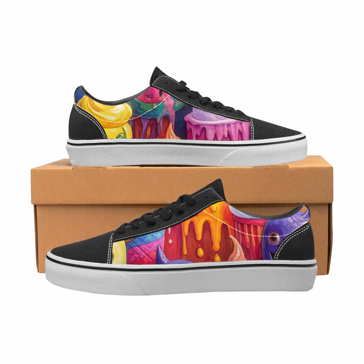 WOMEN'S Melting Ice Cream Monster Lace-Up Canvas Dreamcore Shoes