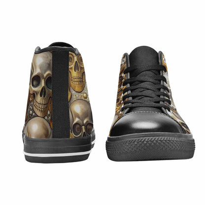 MEN'S Skulls - Metallic-Chrome- High Top Canvas Y2K Custom Sneakers