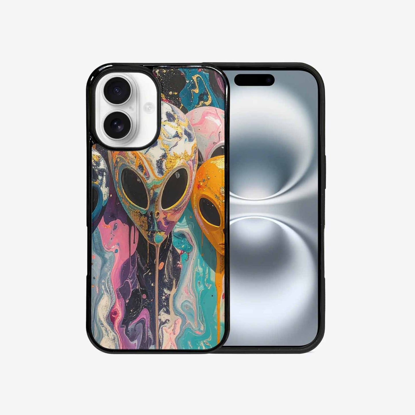 iPhone 16 Case — Aliens Marblealiens Pattern Dng Personalized Phone, Custom Designed Case Cover