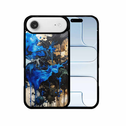 iPhone 17 Air Case — Black Blue Ink Camo Patches Camo, Customized Protective Case