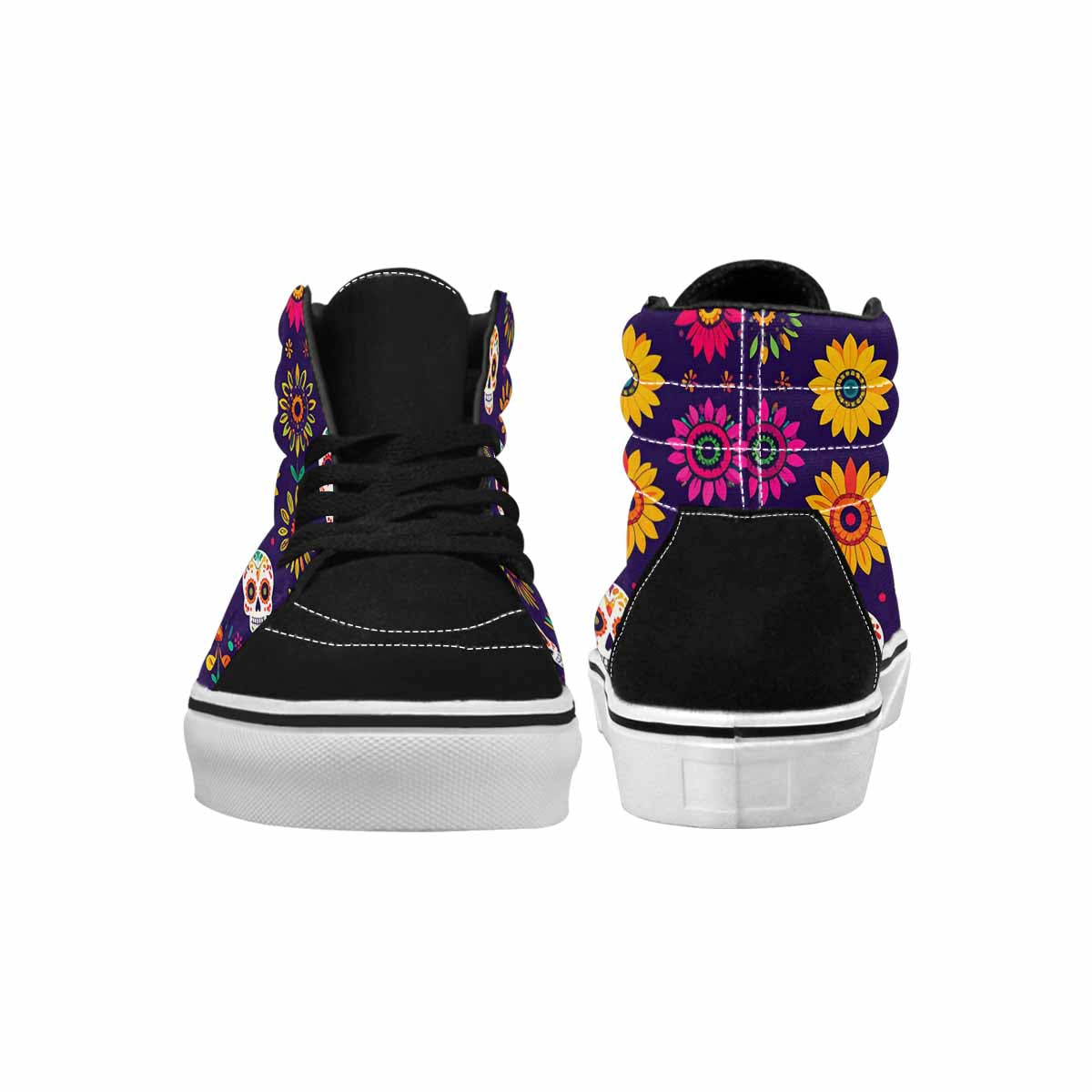 MEN'S Sunflowers And Skulls High Top Canvas Cottagecore Sneakers