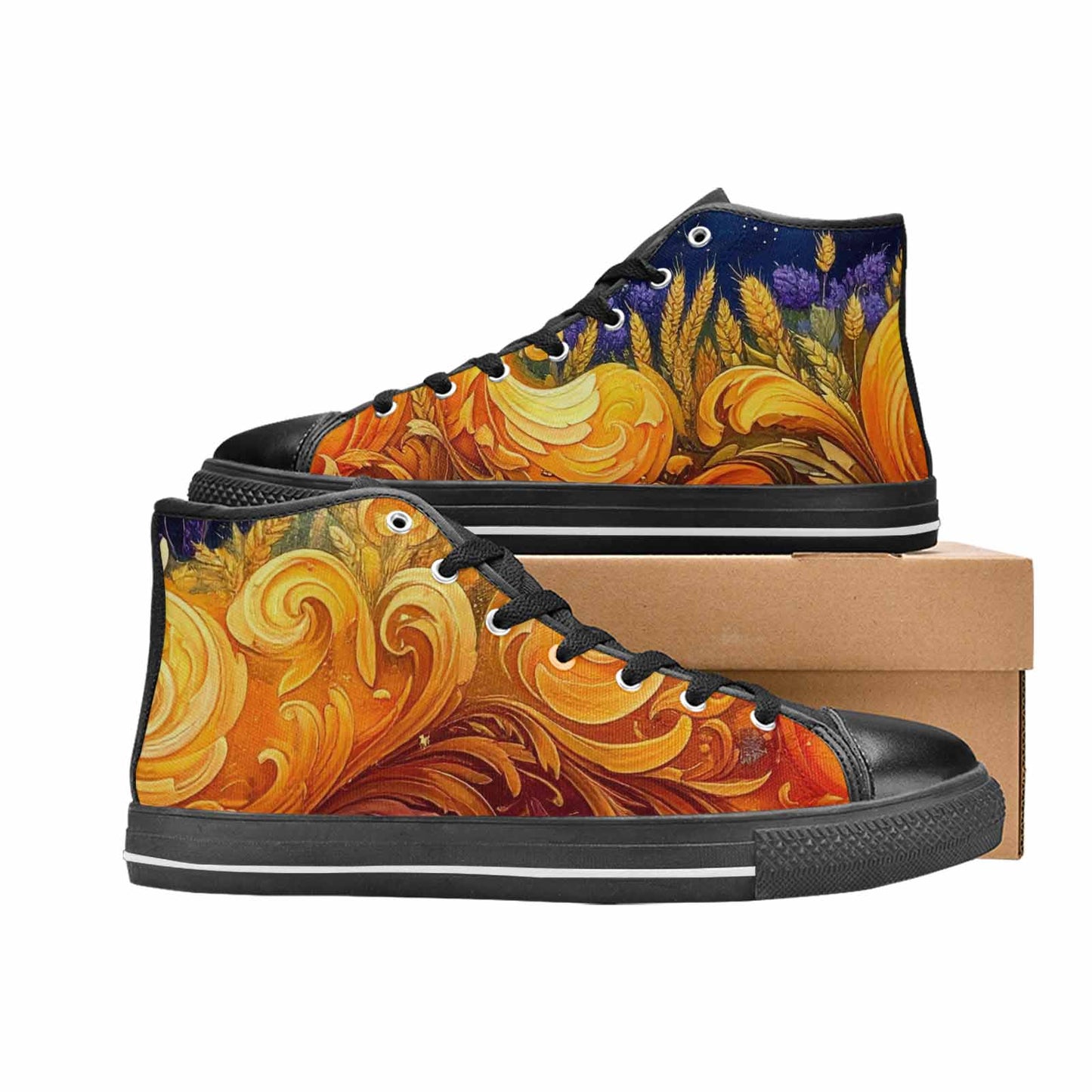 MEN'S Van Gogh-Style Swirl High Top Canvas Surreal Sneakers