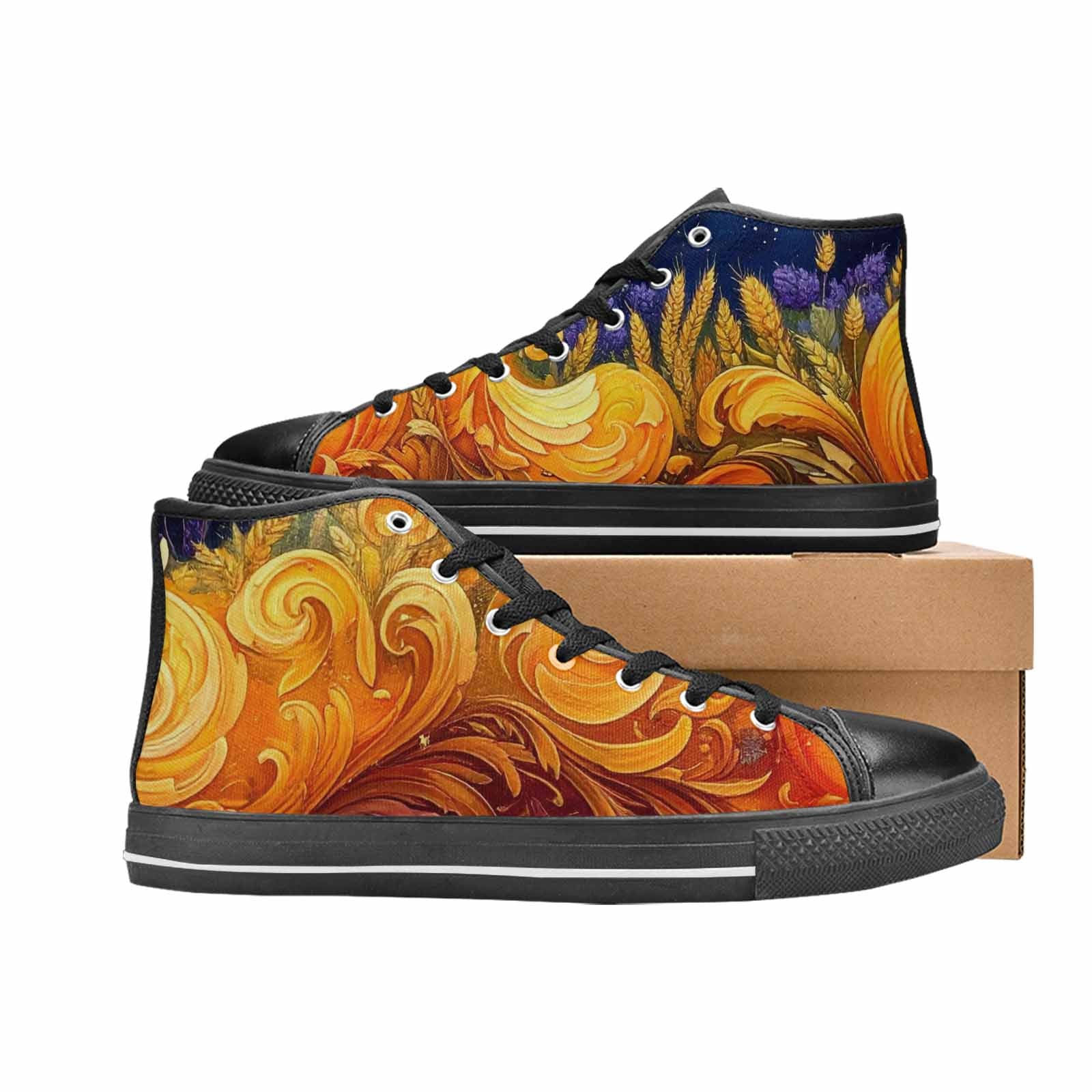MEN'S Van Gogh-Style Swirl High Top Canvas Surreal Sneakers