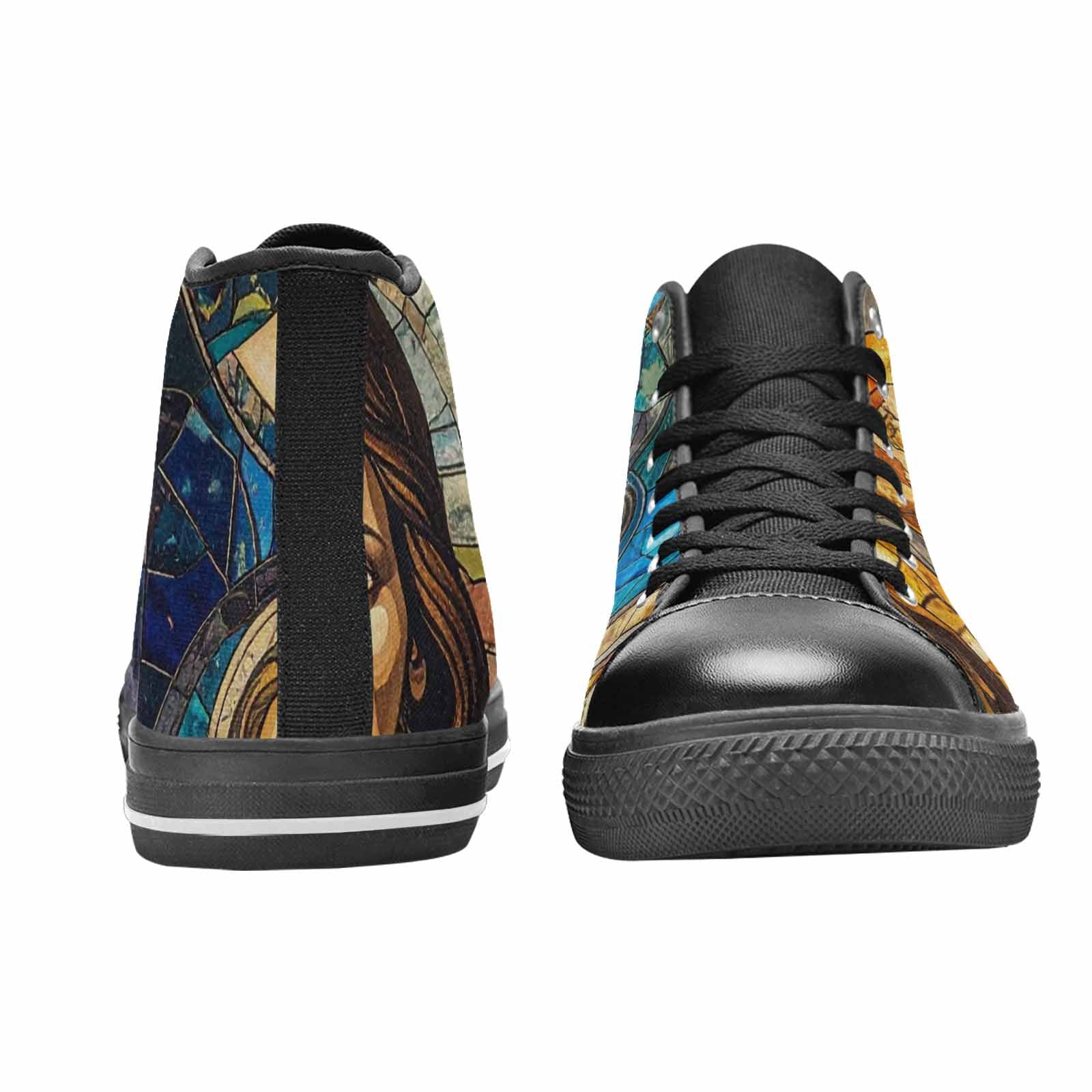 WOMEN'S Jesus Face Small High Top Canvas Surreal Custom Sneakers