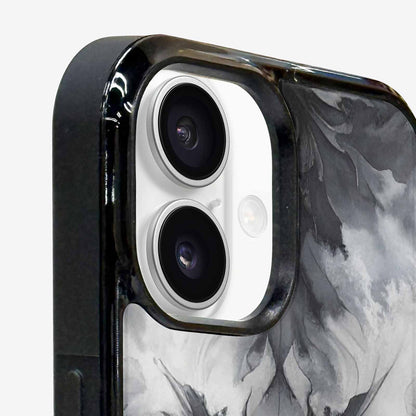 iPhone 16 Plus Case — Tie Dye Black And Gray Blended, Custom Printed Phone Case