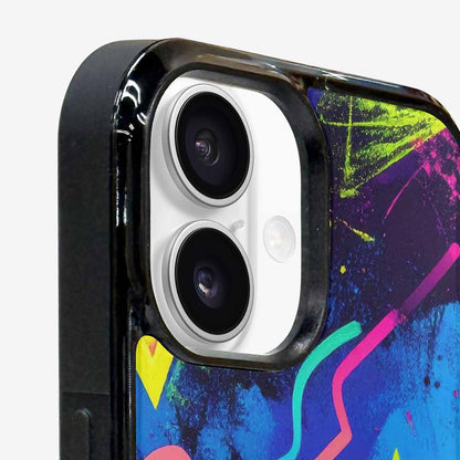 iPhone 16 Plus Case — Memphis Squiggles Triangles Dots, Custom Made Phone Cover
