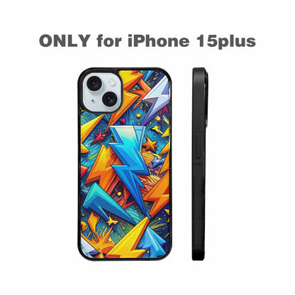 iPhone 15 Plus Case — Lightning Bolt Storm Pattern Hundreds Of, Custom Print Case Cover