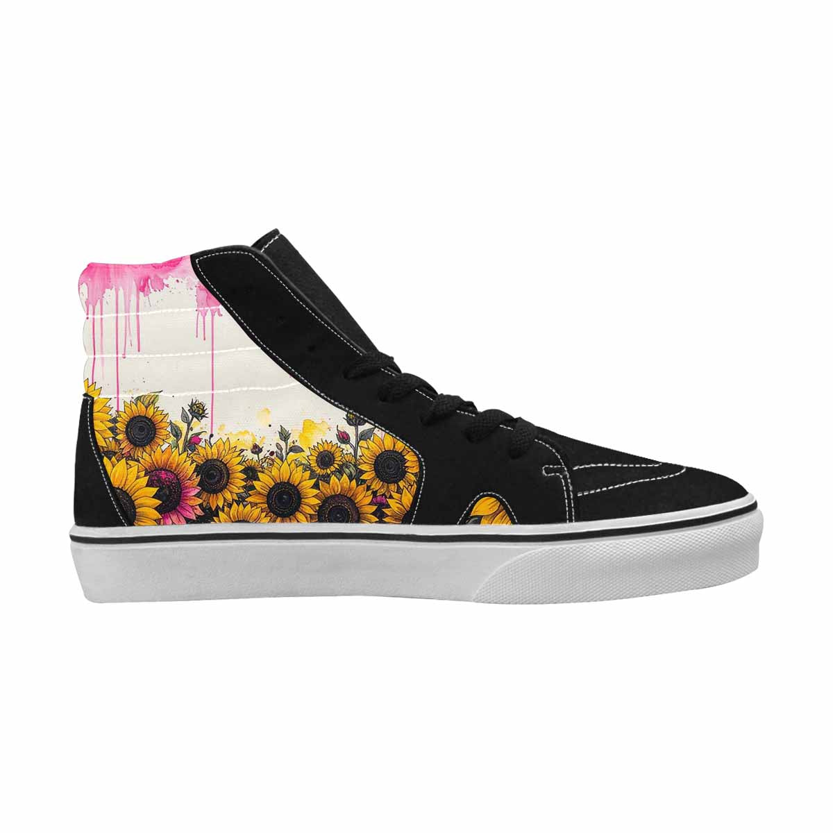 MEN'S Sunflower Burst High Top Canvas Dark Academia Custom Sneakers