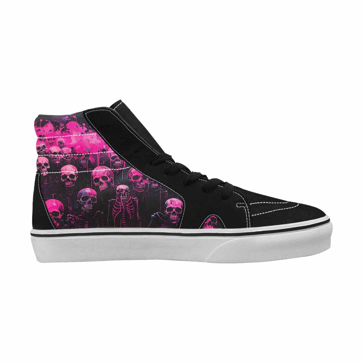 MEN'S Skeletons  Neon Pink High Top Canvas Dreamlike Custom Shoes
