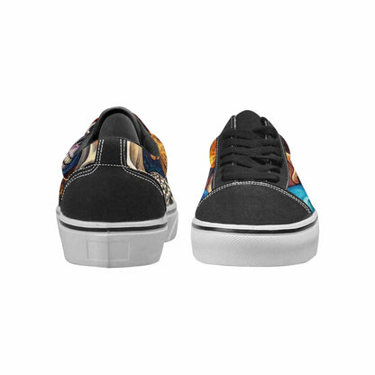 WOMEN'S Skulls  Animal Print Lace-Up Canvas Vibrant Chaos Sneakers