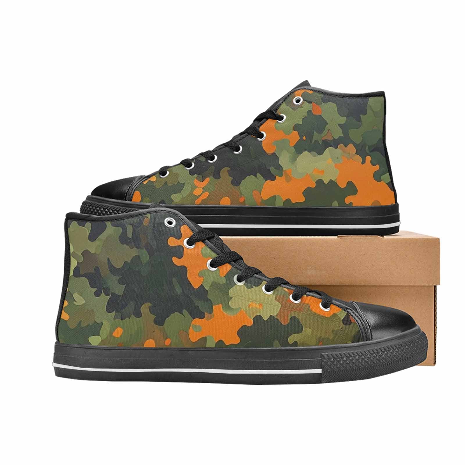 WOMEN'S Military Camouflage Blotch High Top Canvas Surreal Custom Sneakers