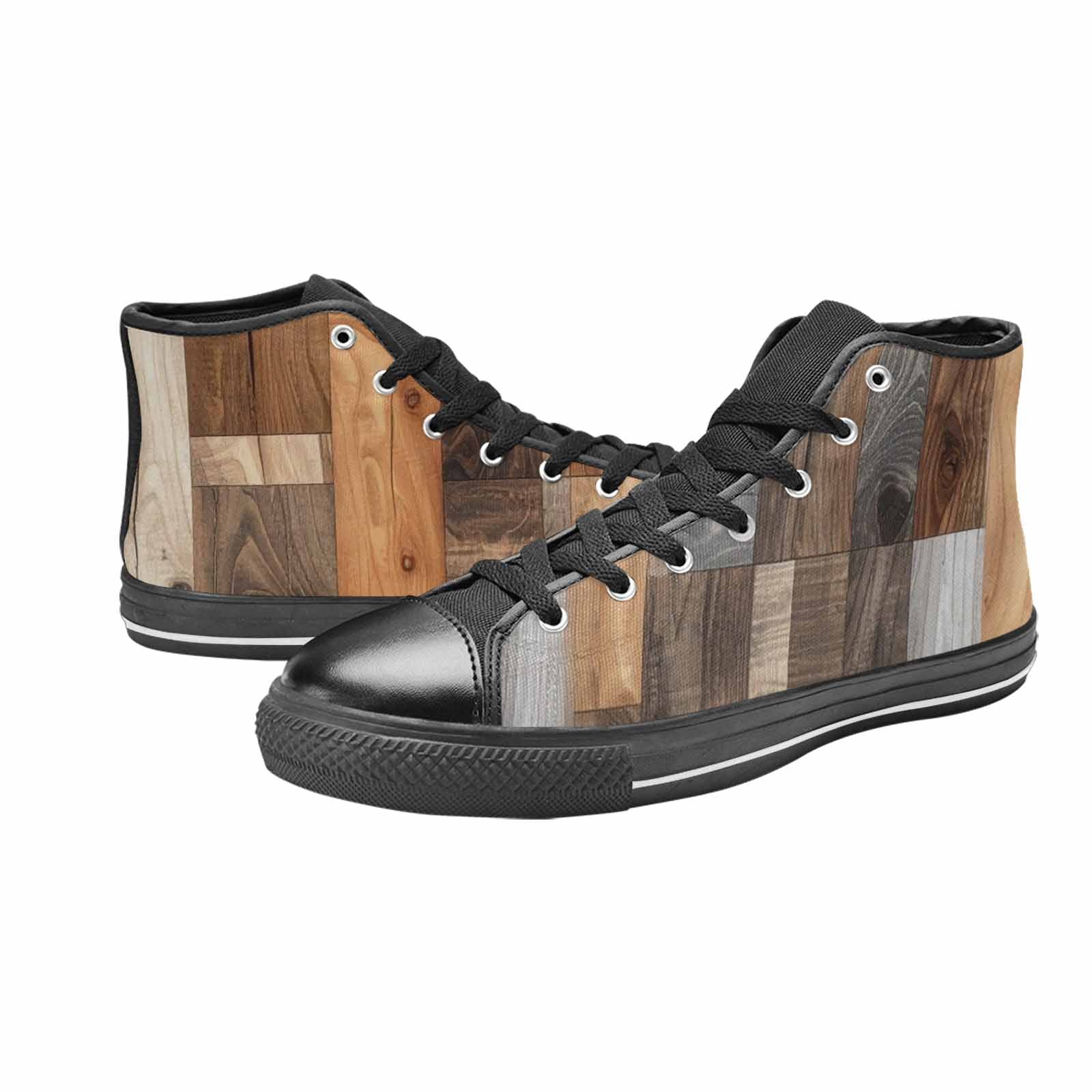 MEN'S Wood Grain Texture High Top Canvas Vivid Custom Sneakers