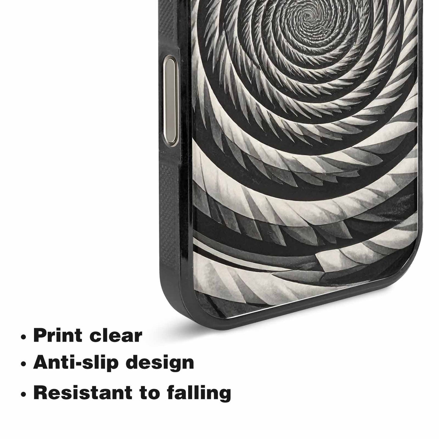 iPhone 15 Pro Max Case — Hypnotic Spiral Optical Illusion Motif High, Custom Designed Case Cover
