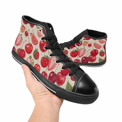 MEN'S Cherry Fruit Print High Top Canvas Aesthetic Sneakers