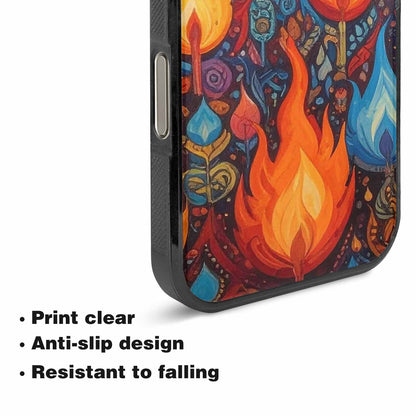 iPhone 16 Pro Case — Flame Burst Full Color Vibrant Flame, Customized Protective Case