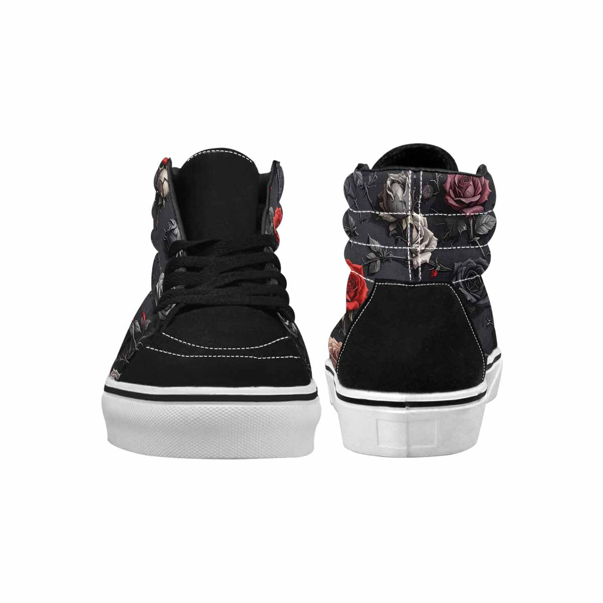 MEN'S Black Gothic Rose High Top Canvas Dark Academia Shoes