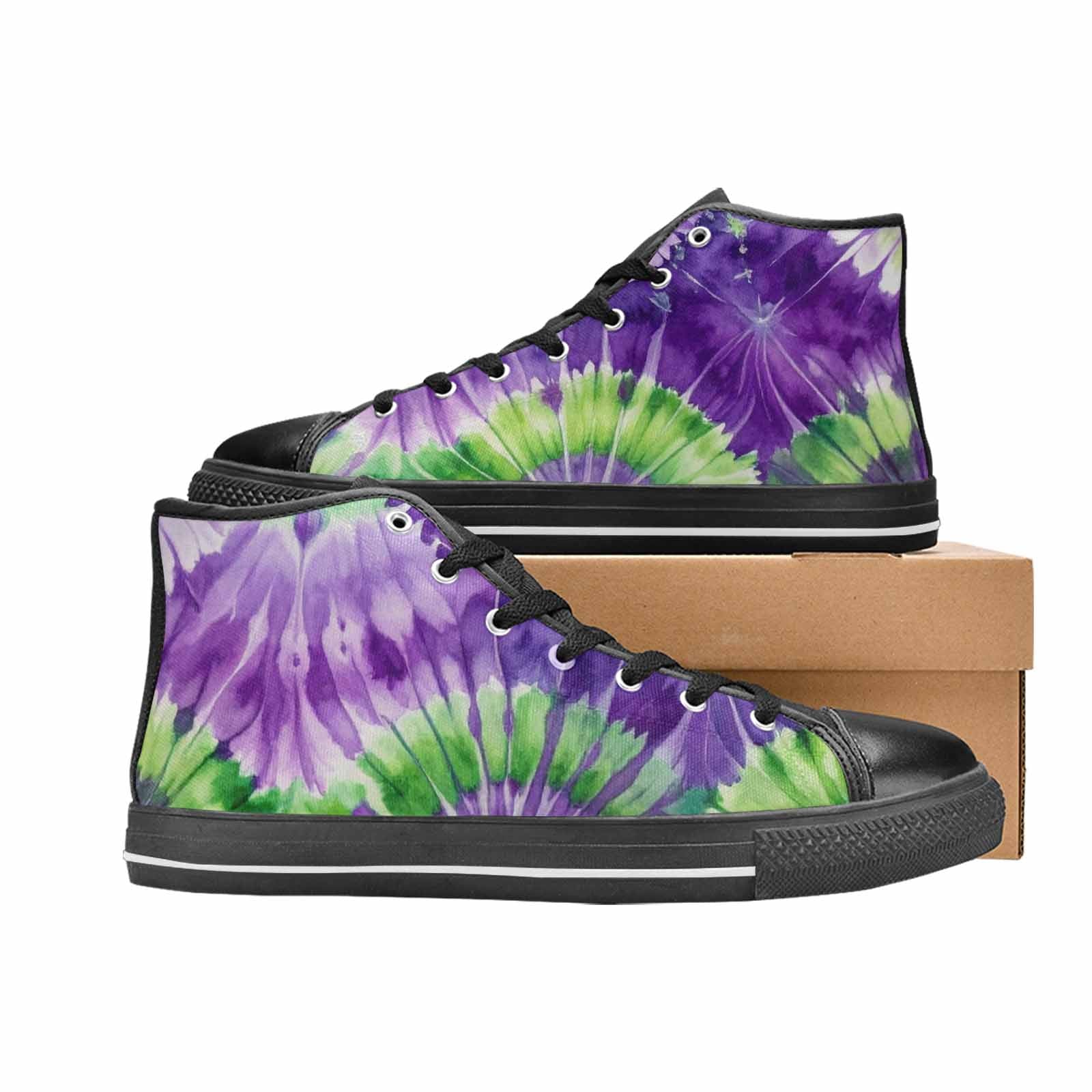 WOMEN'S Tie Dye - High Top Canvas Dark Academia Custom Shoes