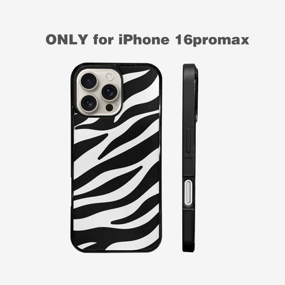 iPhone 16 Pro Max Case — Zebra Print Black White Custom, Custom Designed Case Cover