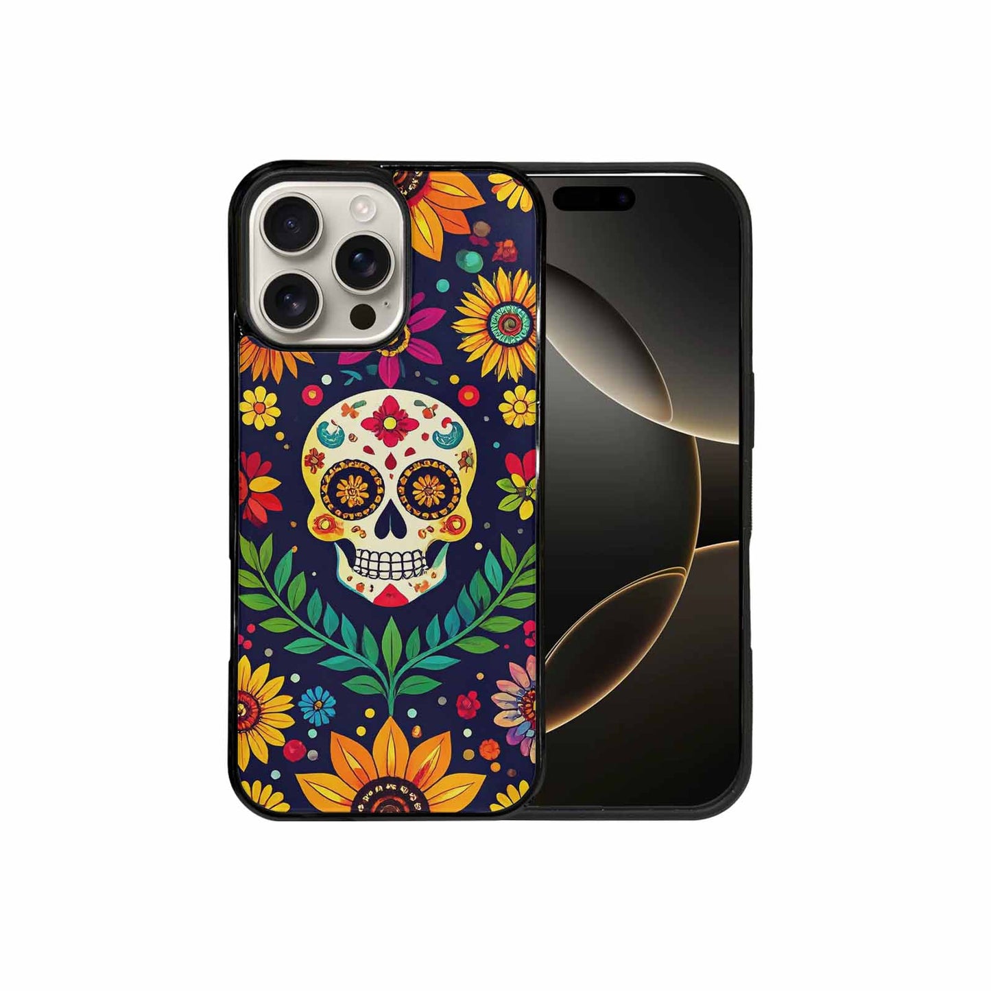 iPhone 16 Pro Max Case — Sunflowers And Skulls, Unique Phone Case Design
