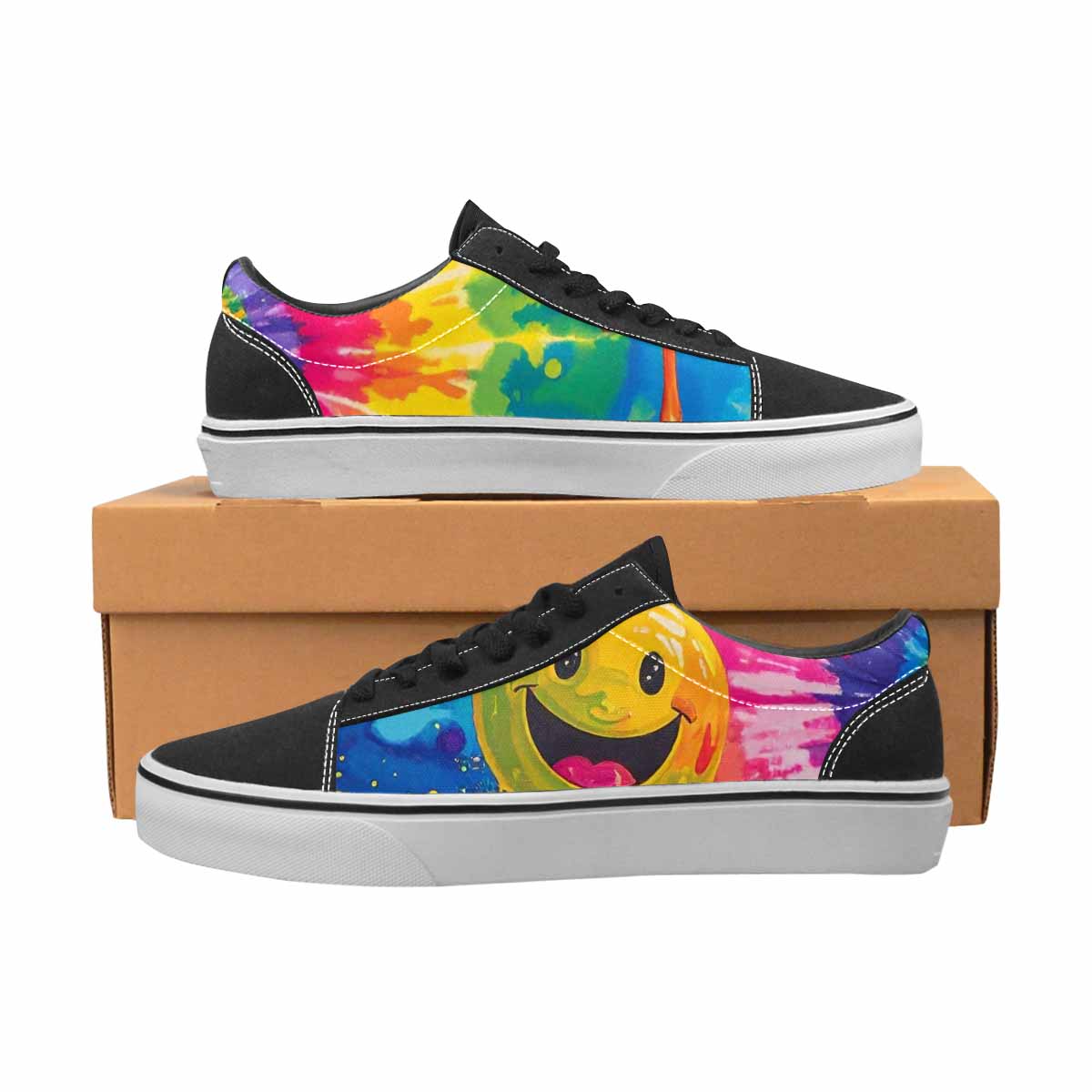 WOMEN'S Smiley Facessmiley Faces  Lace-Up Canvas Vivid Custom Sneakers