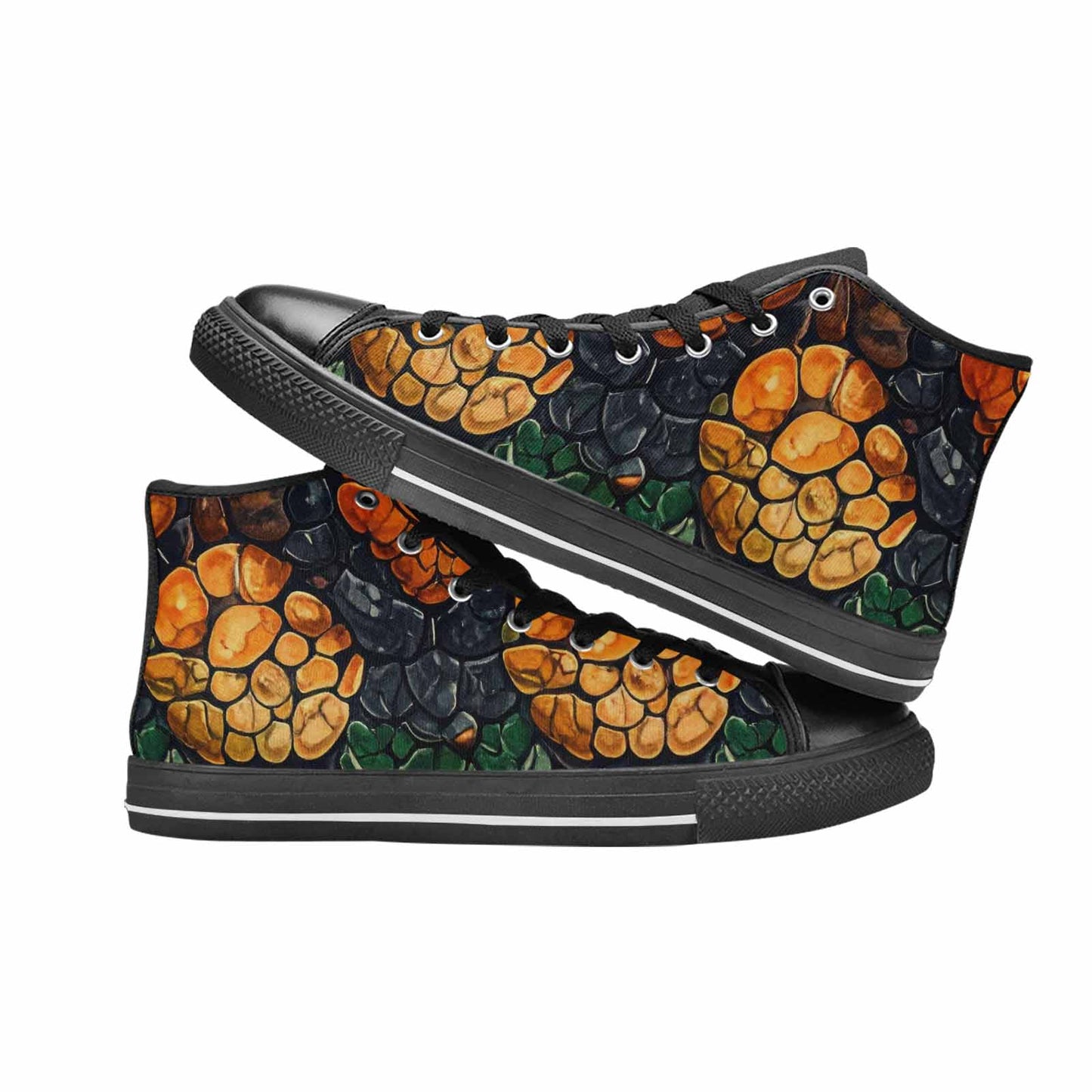 MEN'S Snake Skin Reptile High Top Canvas Vibrant Chaos Custom Shoes