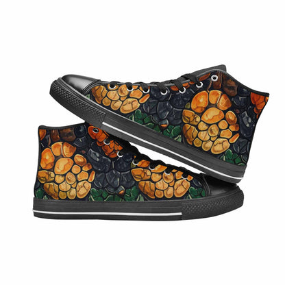 MEN'S Snake Skin Reptile High Top Canvas Vibrant Chaos Custom Shoes