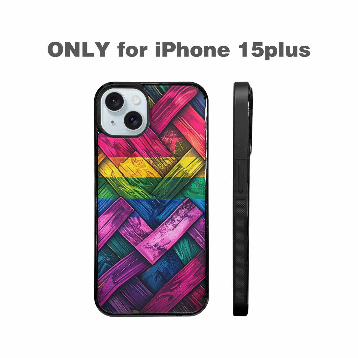 iPhone 15 Plus Case — Polysexual Flag Color Theme Small Rainbow, Personalized Phone Case