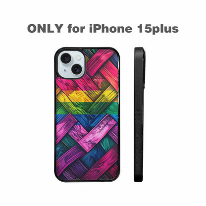 iPhone 15 Plus Case — Polysexual Flag Color Theme Small Rainbow, Personalized Phone Case