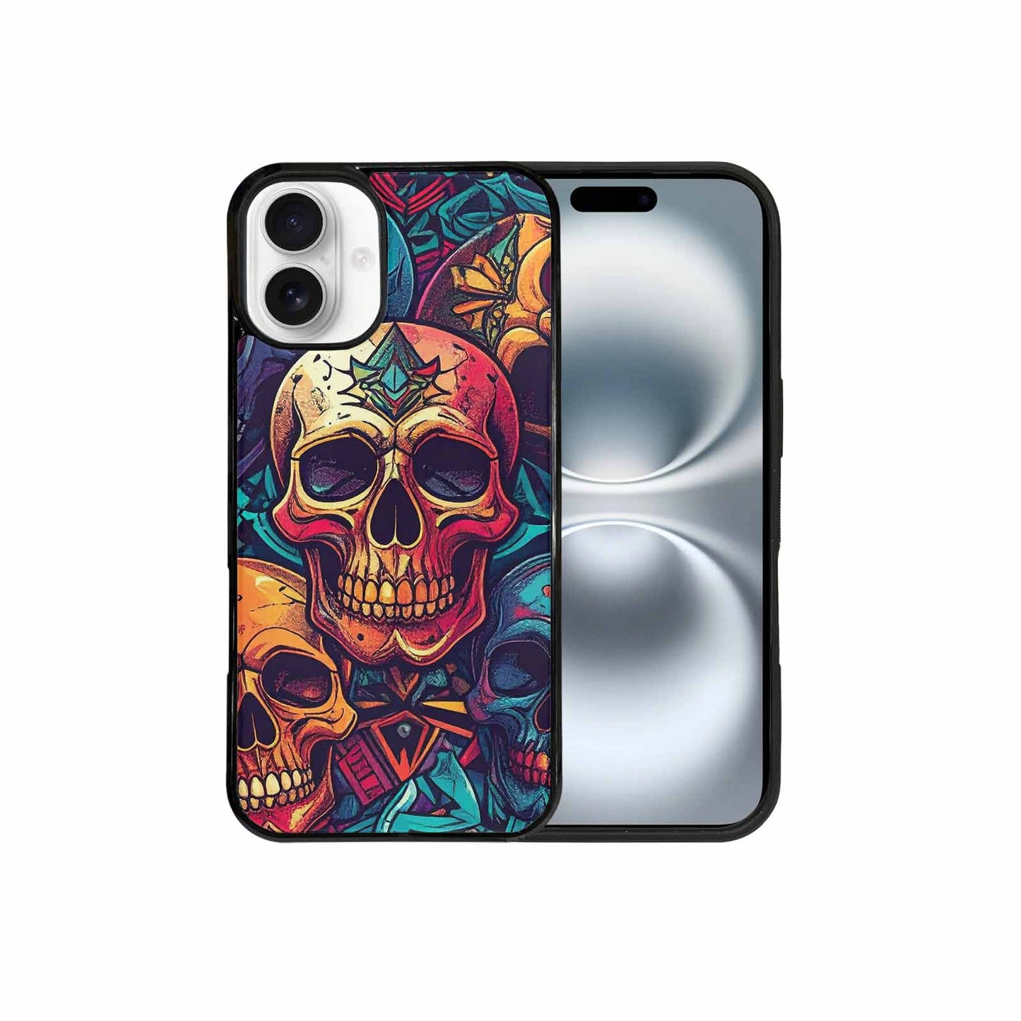 iPhone 16 Plus Case — Sacred Geometry Lots Of Skulls Seamless, Personalized Phone Case