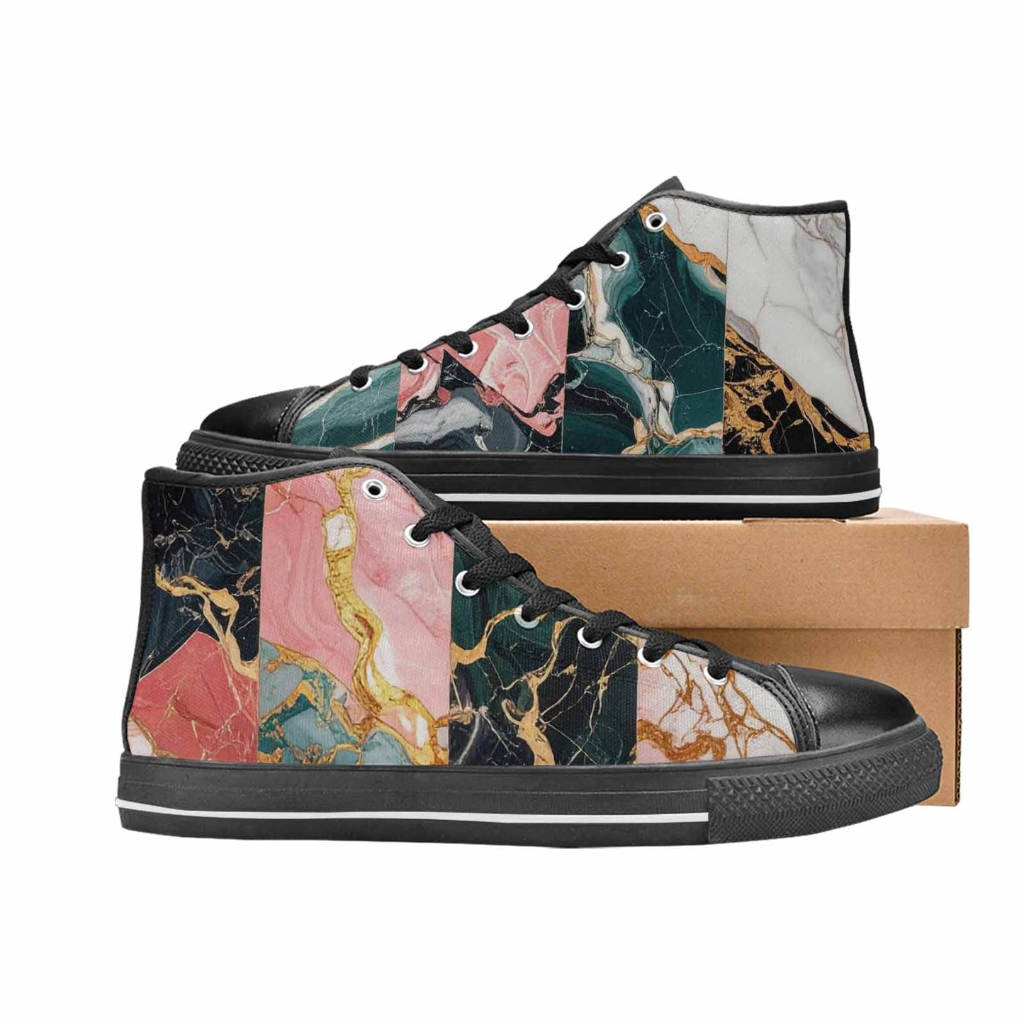 MEN'S Marble Stone Texture High Top Canvas Surreal Shoes