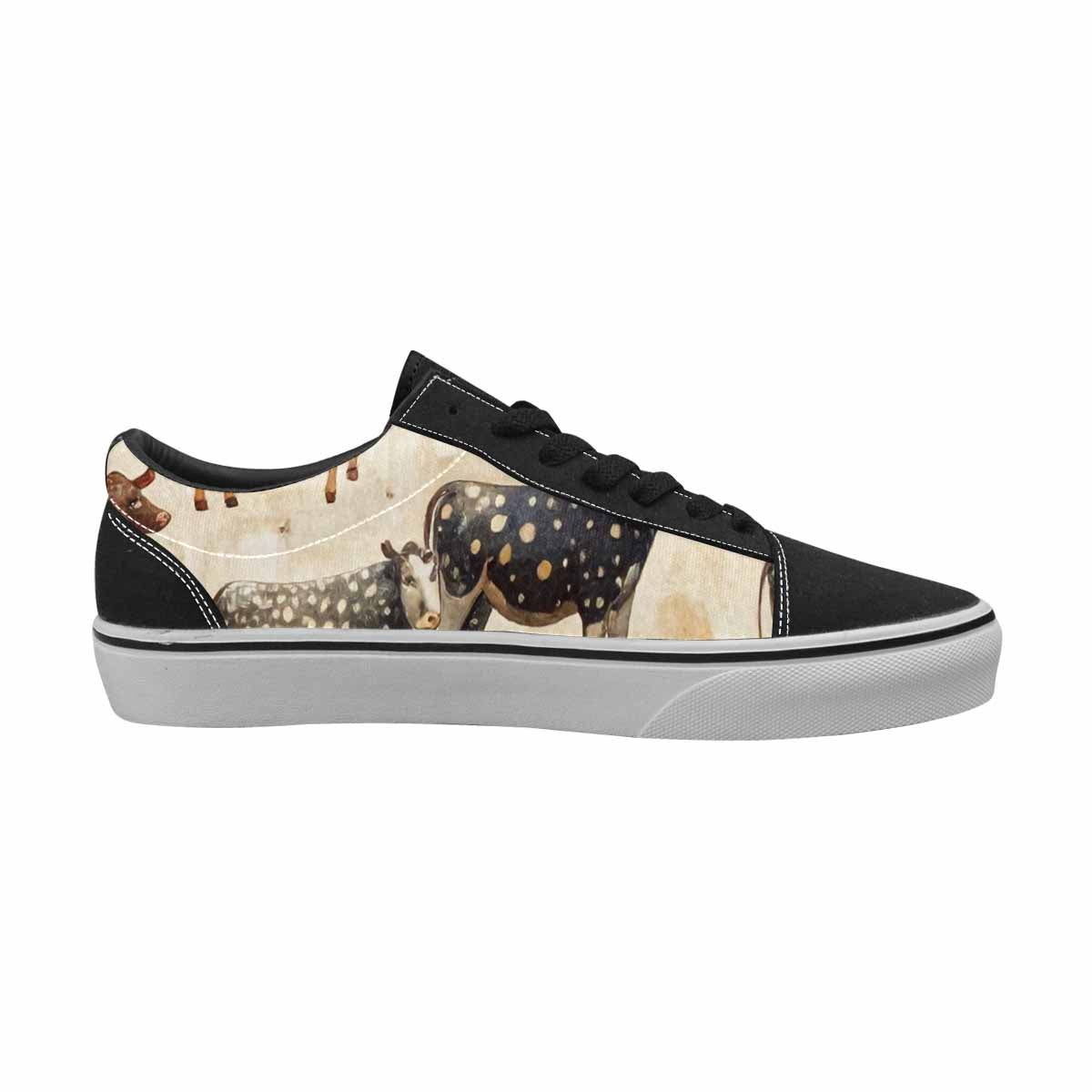WOMEN'S Cow Animal Print Canvas Lace-Up Vivid Sneakers