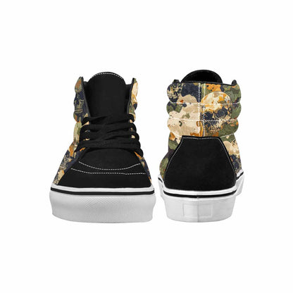 WOMEN'S Military Camo Skull High Top Canvas Wallpaper Art Custom Shoes