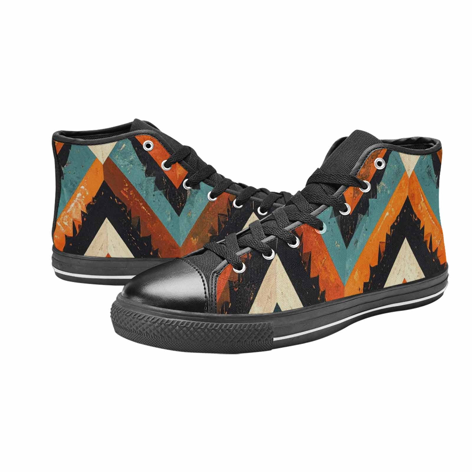 WOMEN'S Southwestern Geometric Diamond High Top Canvas Dark Academia Shoes