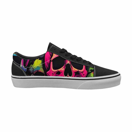 WOMEN'S 1000s Skulls Neon Camo Lace-Up Canvas Melting Art Custom Sneakers
