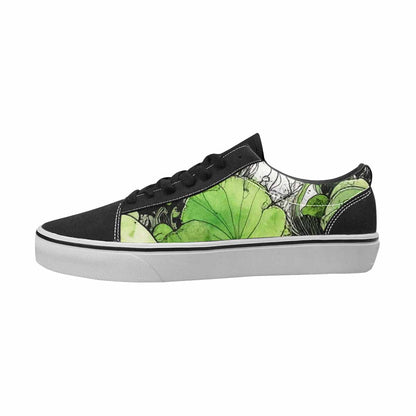 MEN'S Sea Creatures Black & Green Ink Canvas Custom Design Kaleidoscope Custom Streetwear Shoes
