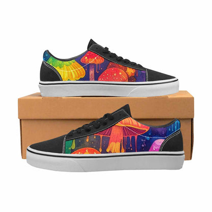 WOMEN'S Rainbow Drip Mushrooms Lace-Up Canvas Kaleidoscope Custom Sneakers