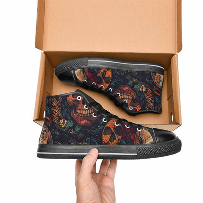 WOMEN'S Snake Skulls Print High Top Canvas Surreal Shoes