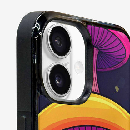 iPhone 16 Plus Case — Psychedelic Mushroom Cartoon Pattern, Customized Protective Case