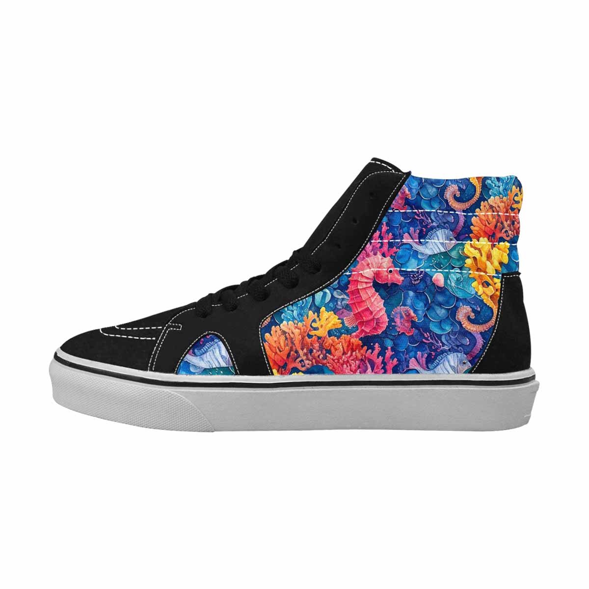 MEN'S Fish Scale Coral High Top Canvas Neon Fantasy Custom Shoes