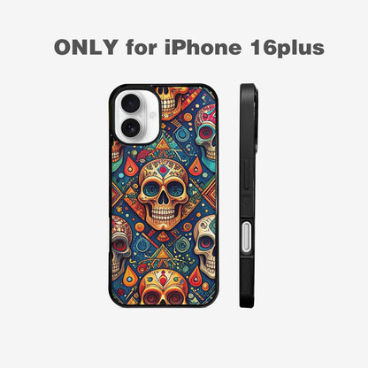 iPhone 16 Plus Case — Sacred Geometry Lots Of Skulls Seamless, Customized Protective Case